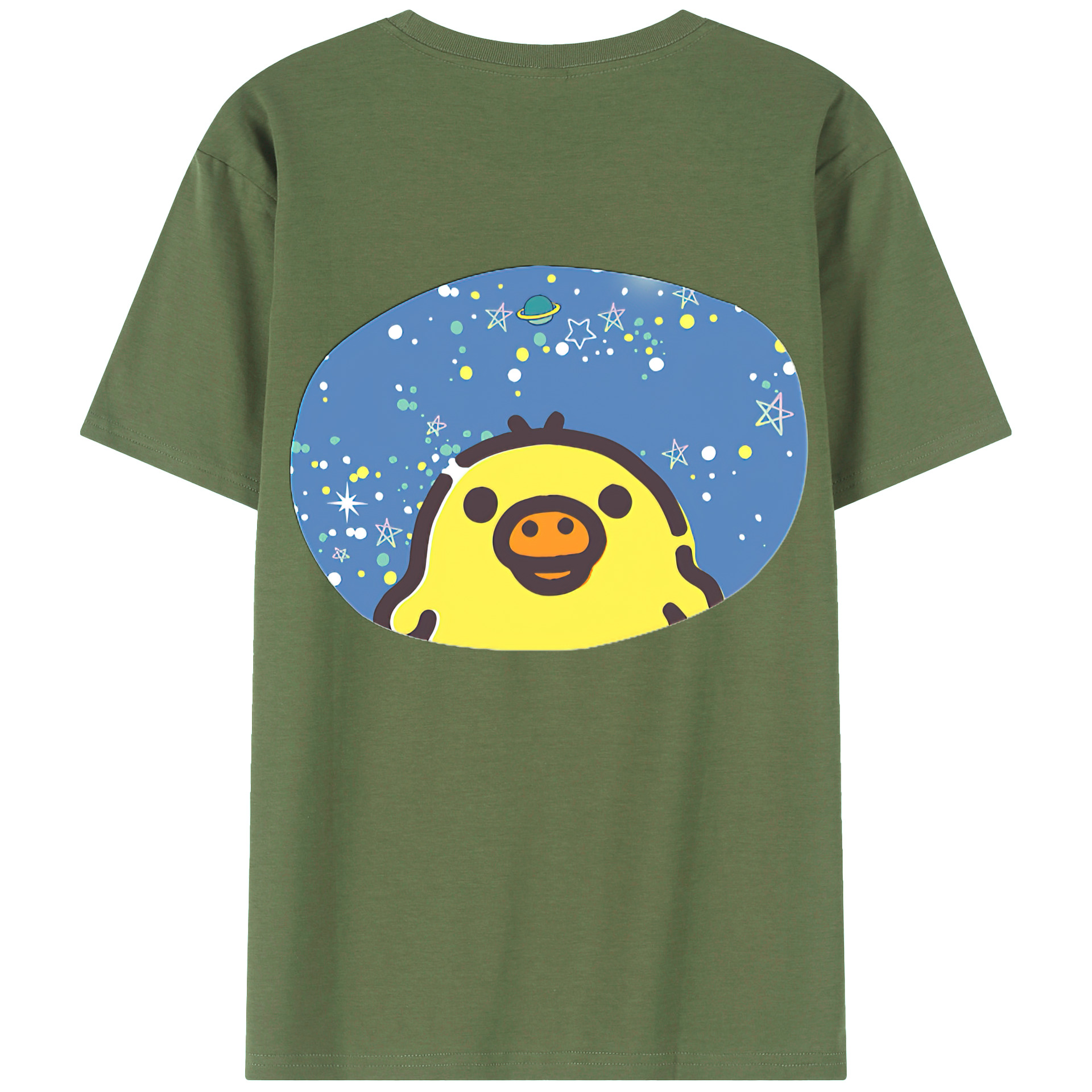 （画像用） リラックマ リラックマ キイロイトリ Rilakkuma Korilakkuma Kiiroitori 綿100％ メンズ半袖Tシャツ（バックプリント） 通気性